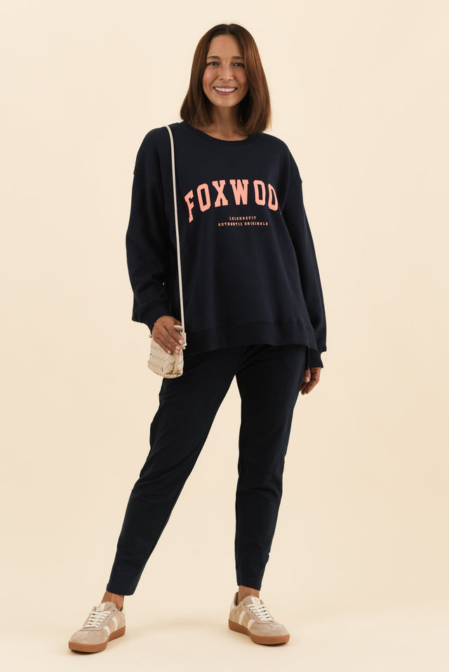 Interval Navy Crewneck Sweatshirt,Full Body,Brunette model,alt text|model:Cara image 3