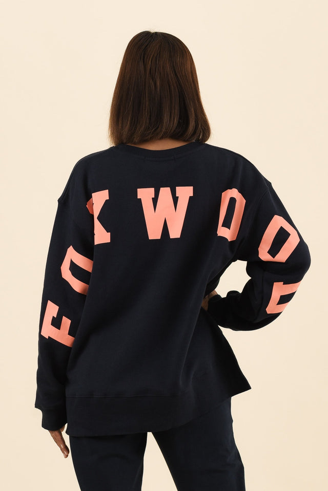 Interval Navy Crewneck Sweatshirt,Back,Brunette model,alt text|model:Cara image 5