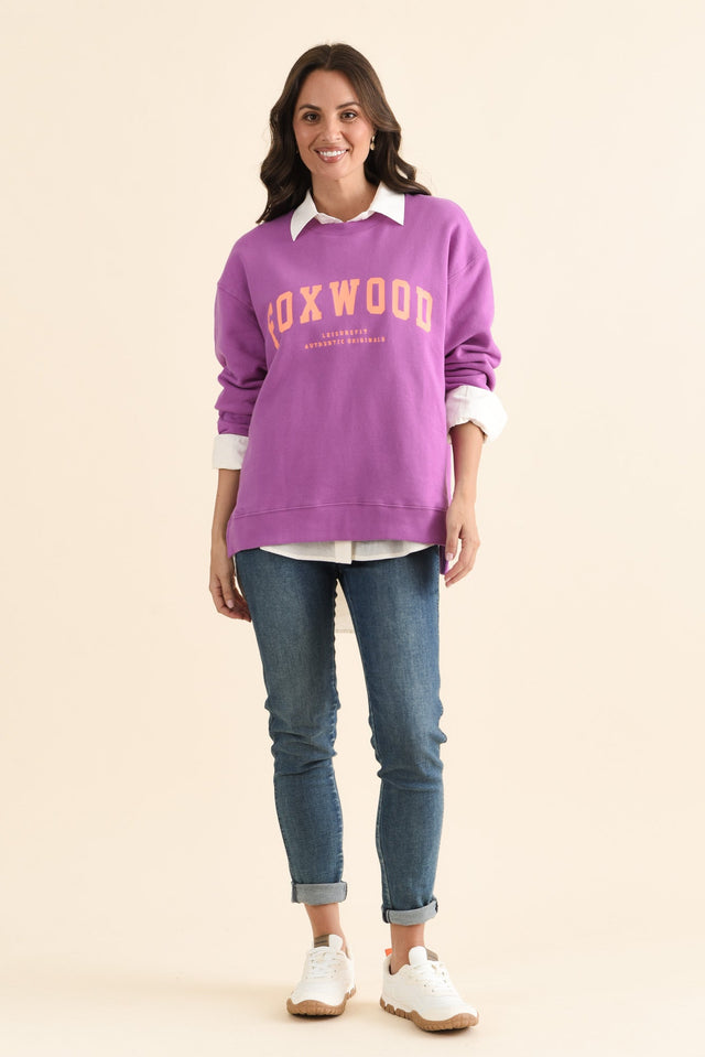 Interval Purple Crewneck Sweatshirt,brunette model,Full Outfit,alt text|model:MJ