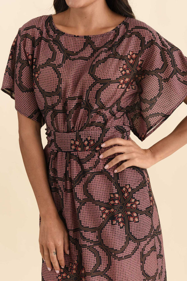 Isa Pink Floral Cotton Silk Dress,Brunette model,alt text|model:Brontie image 6
