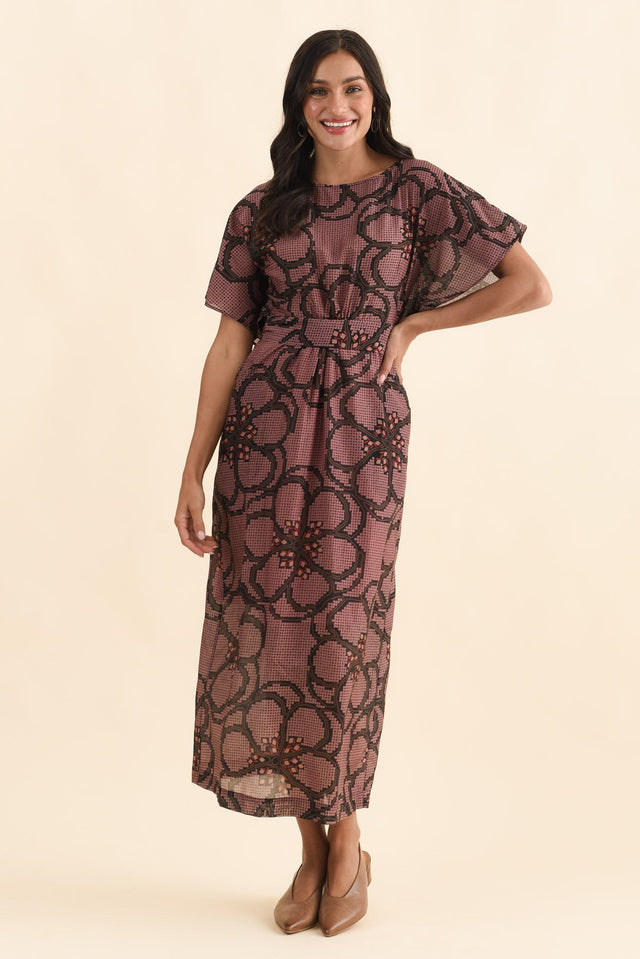 Isa Pink Floral Cotton Silk Dress,Brunette model,alt text|model:Brontie image 7