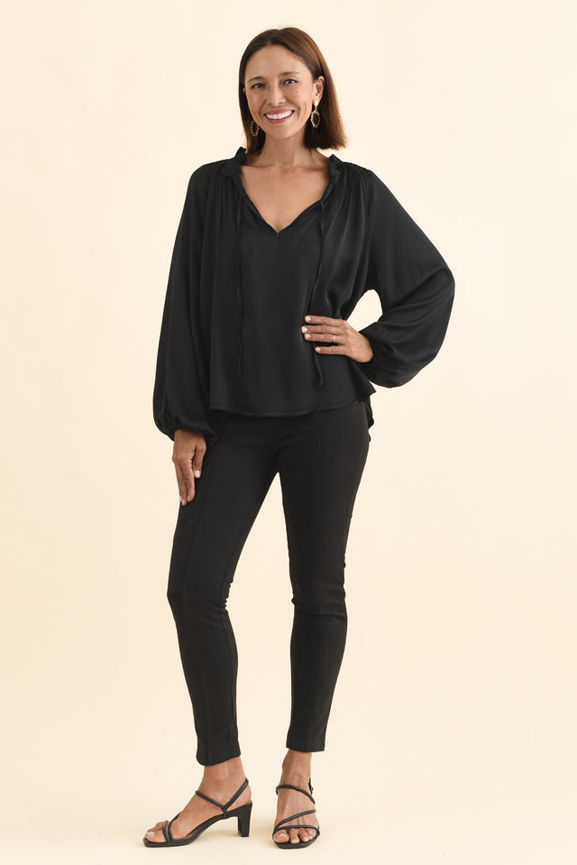Husky Black Faux Suede Pants,Brunette model,alt text|model:Cara image 7
