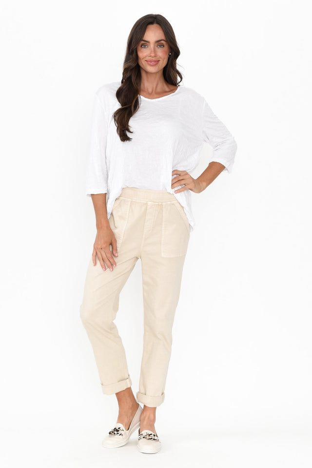 Isabella Natural Cotton Blend Pants