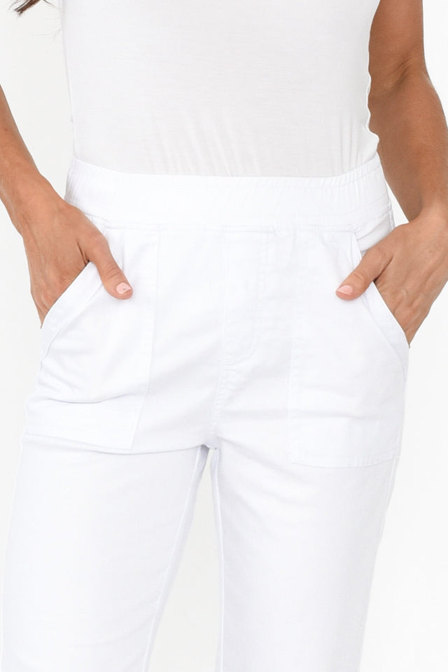 Isabella White Cotton Blend Pants