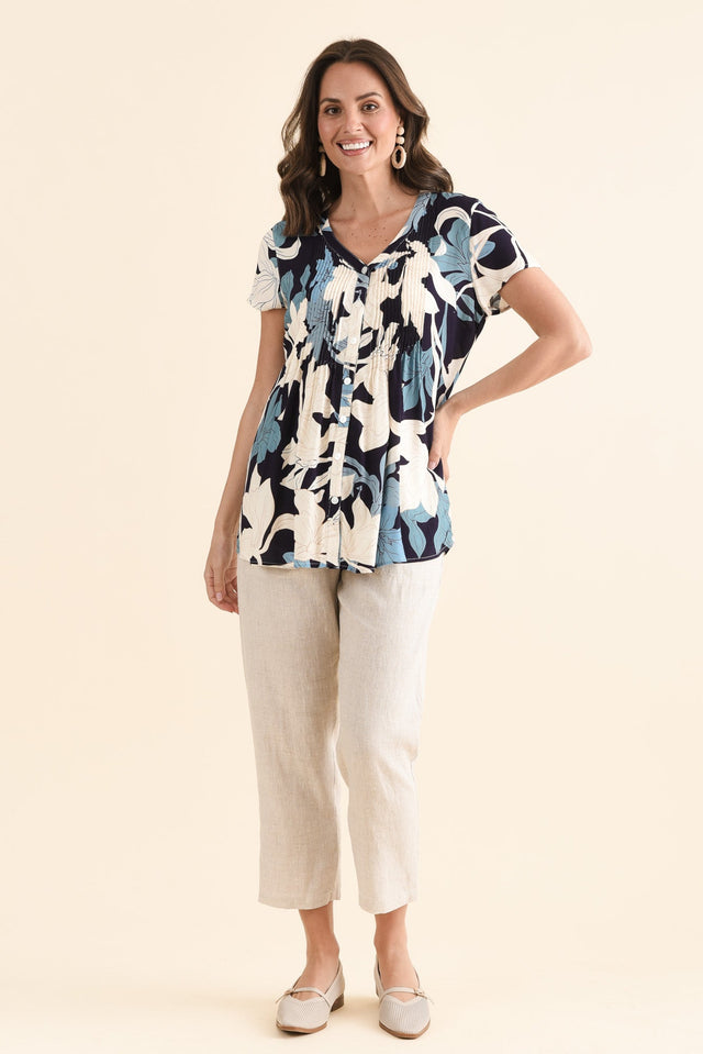 Isobel Blue Floral Button Top image 2