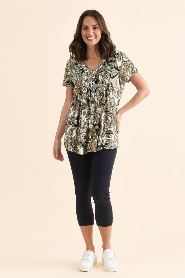 Isobel Mint Floral Button Top image 2