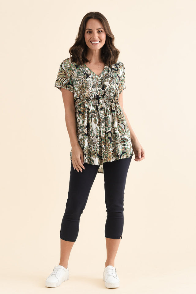 Isobel Mint Floral Button Top image 6