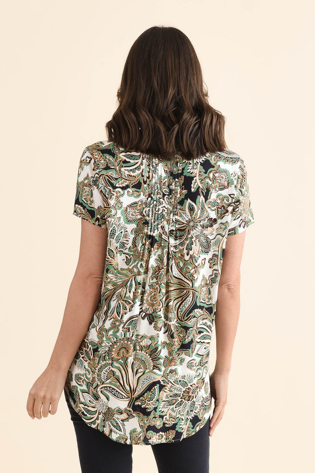 Isobel Mint Floral Button Top image 4