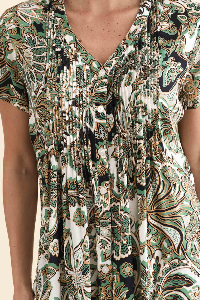 Isobel Mint Floral Button Top image 5
