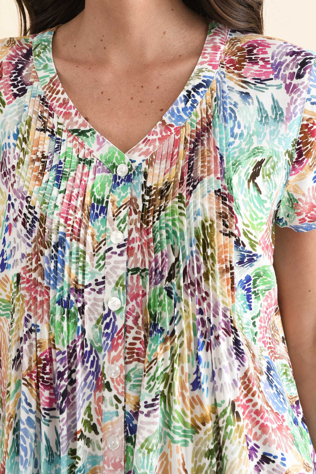 Isobel Pink Abstract Button Top image 5