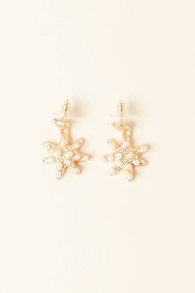 Ithica Gold Star Pearl Earrings image 1