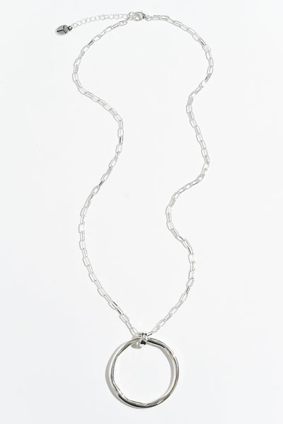 Ivana Silver Circle Pendant Necklace