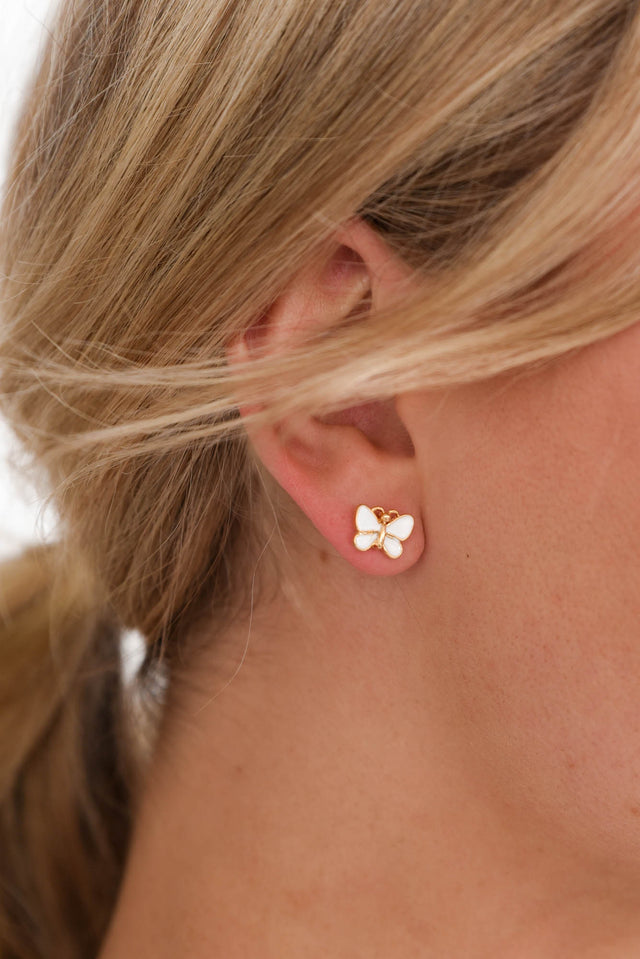 Jaclyn White Butterfly Stud Earrings image 1