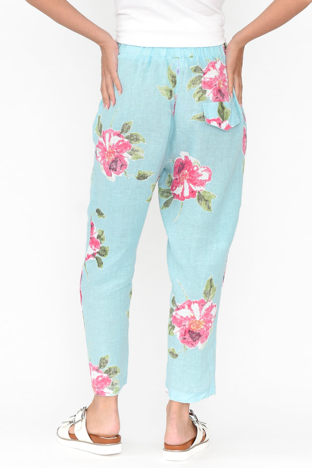 Jacqui Blue Flower Linen Pants image 5