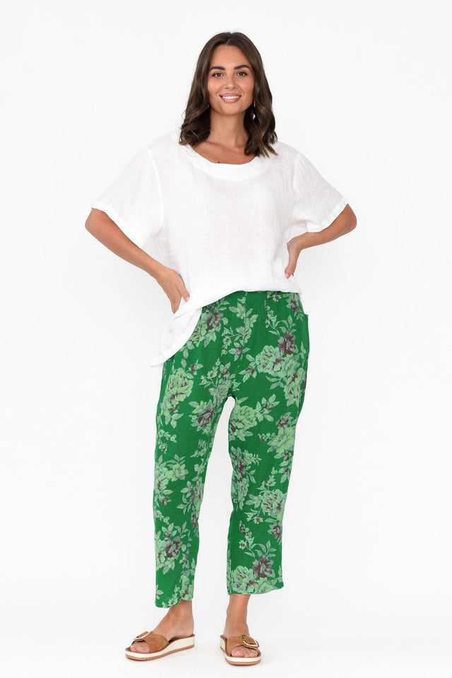 Jacqui Green Blossom Linen Pants image 6