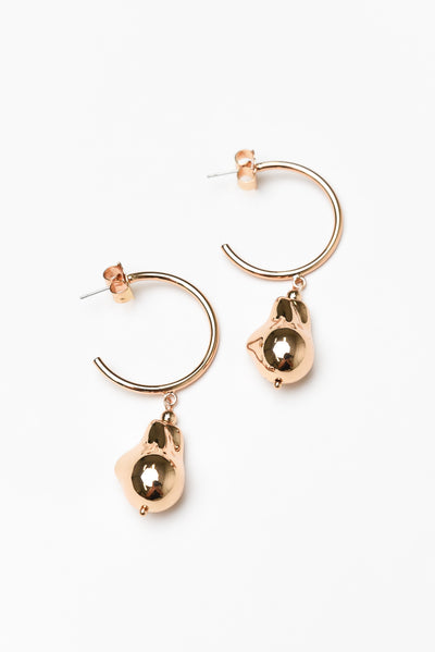 Jalissa Gold Cast Pearl Hoop Earrings