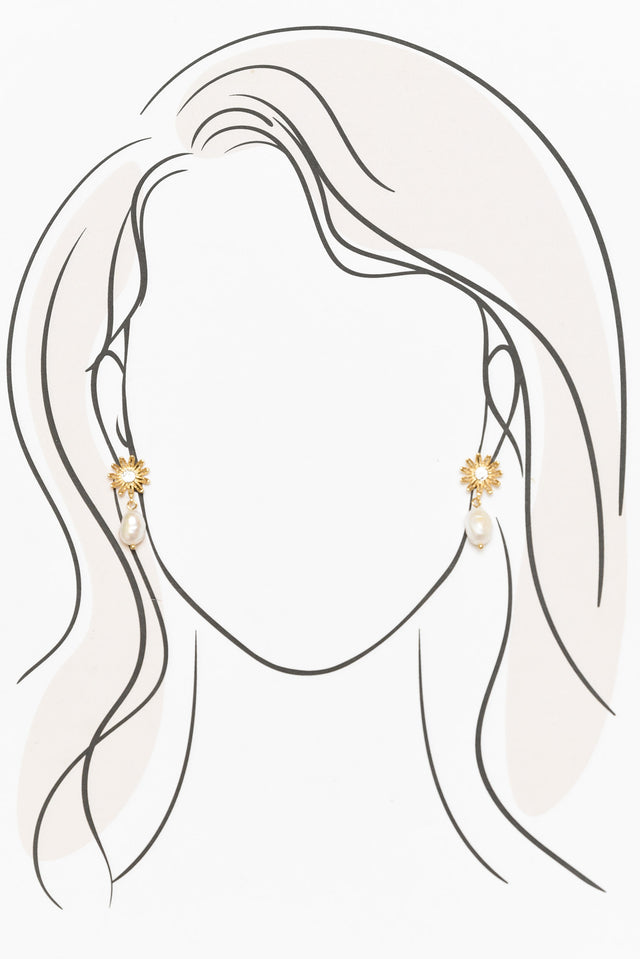 Jamaica Gold Flower Pearl Earrings image 2