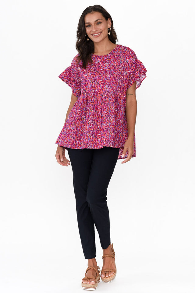 Jameson Pink Abstract Cotton Frill Top image 7
