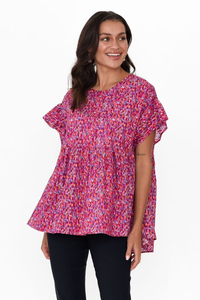 Jameson Pink Abstract Cotton Frill Top image 1