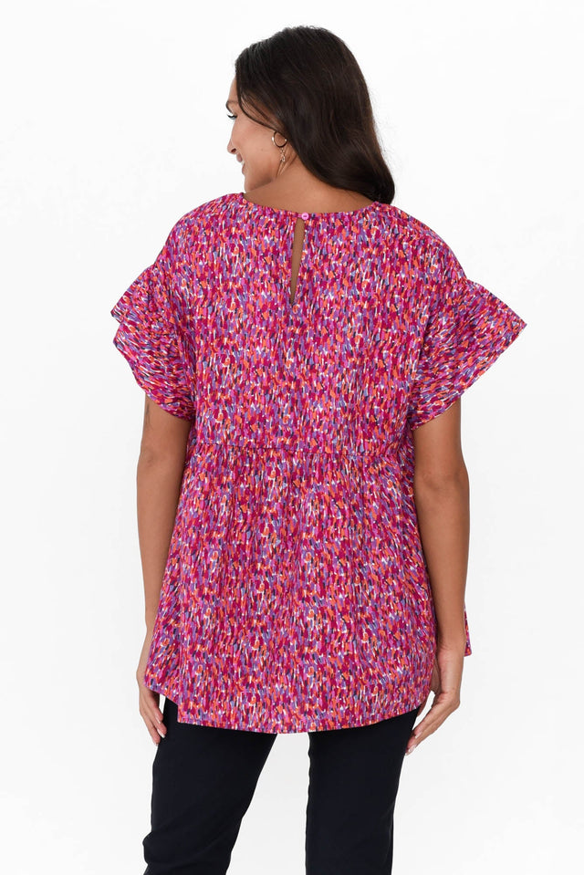 Jameson Pink Abstract Cotton Frill Top image 5
