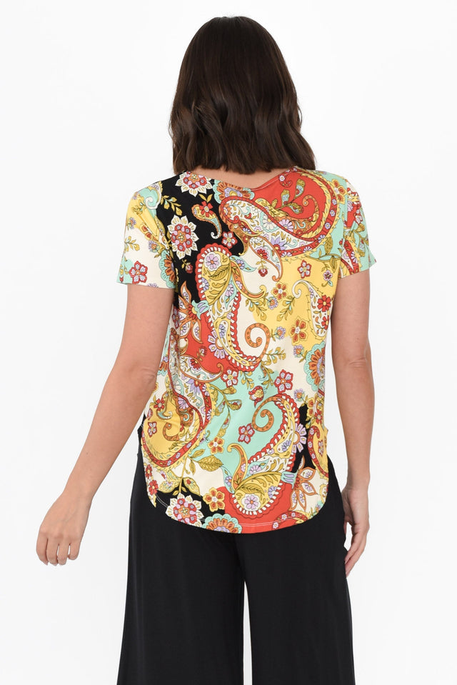Janis Rust Paisley Bamboo Tee,Brunette model,alt text|model:MJ image 5