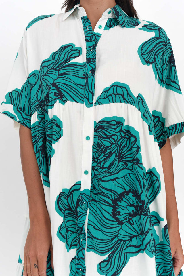 Jareth Green Floral Shirt Dress