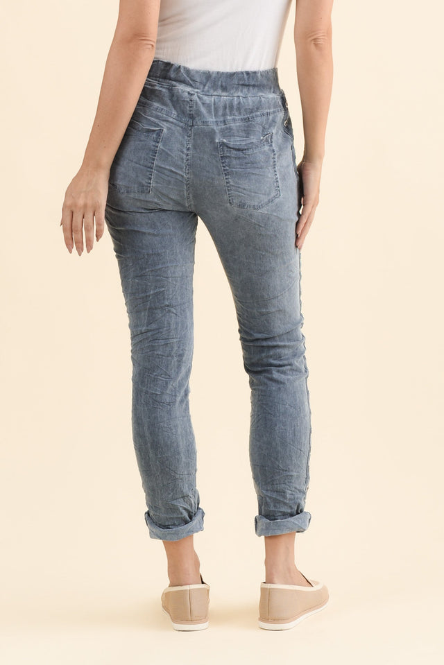 Jaya Blue Drawstring Pants,Brunette model,alt text|model:MJ image 5
