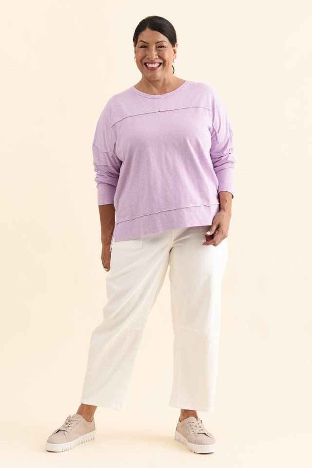 Jayne Lilac Cotton Throw On Top,Full Body,Brunette model,alt text|model:Pilita image 6