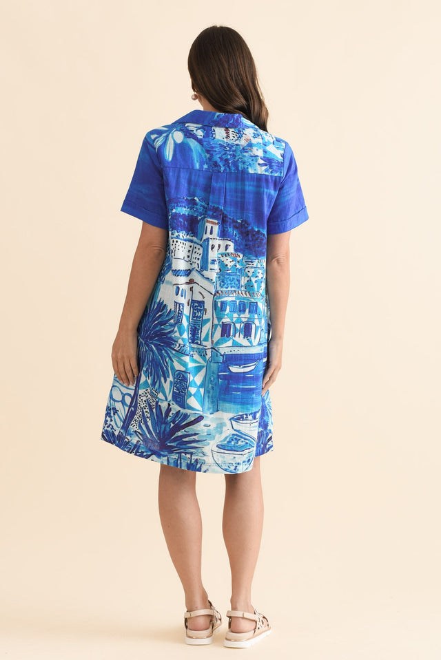 Jeana Blue Vista Cotton Shirt Dress,Back,Brunette model,alt text|model:MJ image 4
