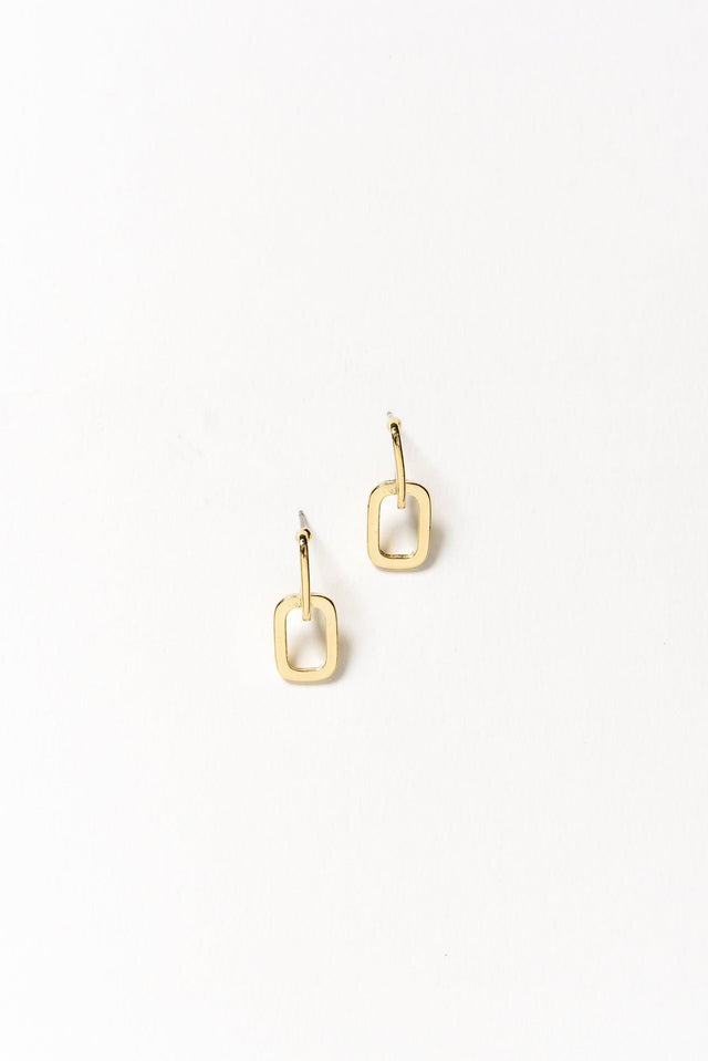Jeanie Gold Rectangle Drop Earrings