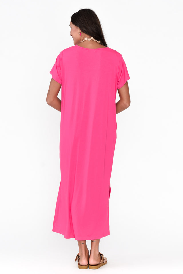 Jena Hot Pink Bamboo Maxi Dress image 5