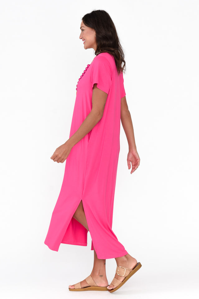 Jena Hot Pink Bamboo Maxi Dress image 4