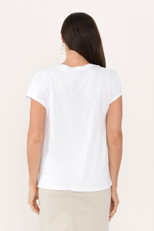 Jenkins White Modal Tee,Brunette model,alt text|model:Elouise image 5