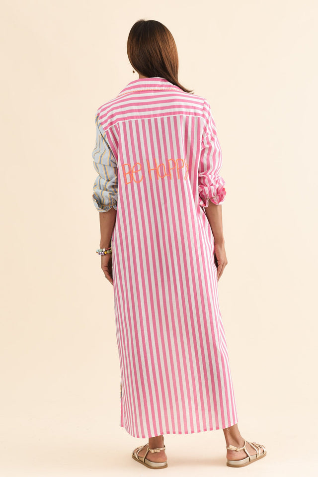 Jerry Blue Flora Cotton Embroidered Dress,Back,Brunette model,alt text|model:Cara image 4