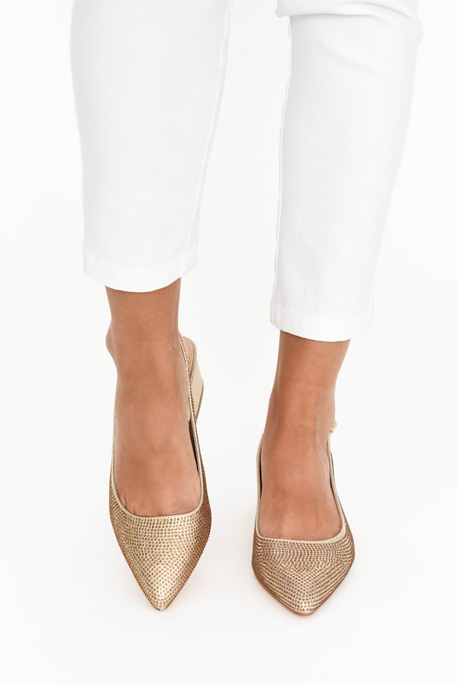 Jester Gold Diamante Slingback Heel