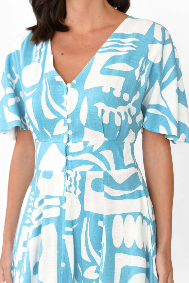 Joel Blue Abstract Button Dress image 6