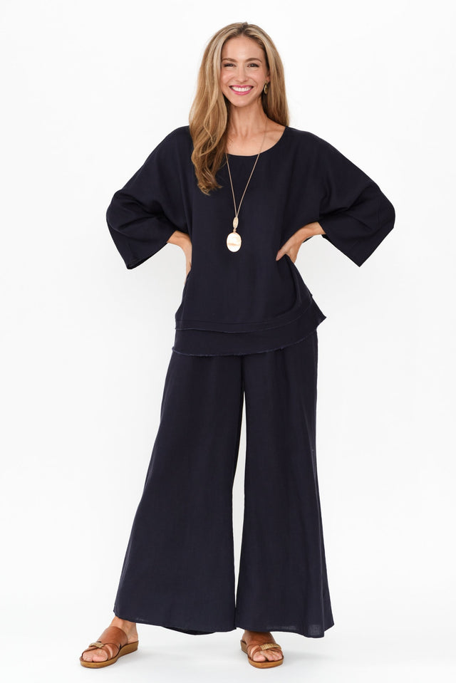 Johanna Navy Layered Top