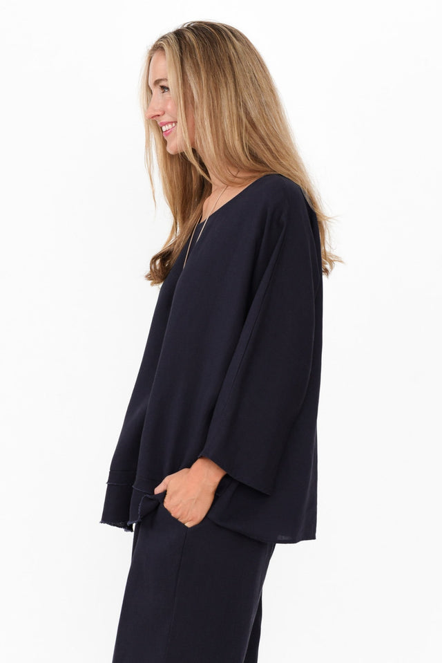 Johanna Navy Layered Top