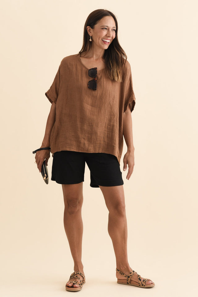 Jonah Black Cotton Drawstring Shorts,Brunette model,alt text|model:Cara image 3