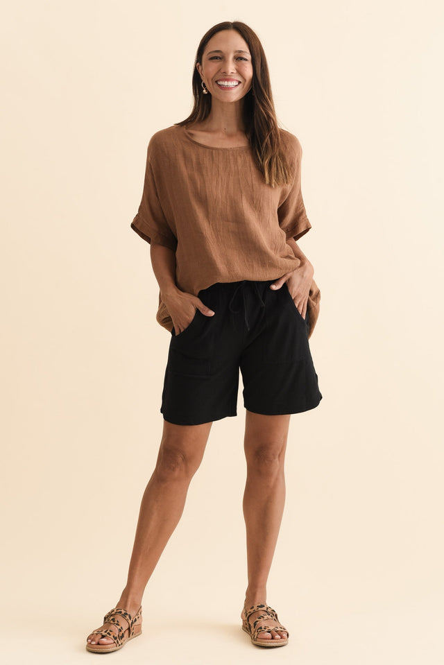 Jonah Black Cotton Drawstring Shorts,Brunette model,alt text|model:Cara image 7
