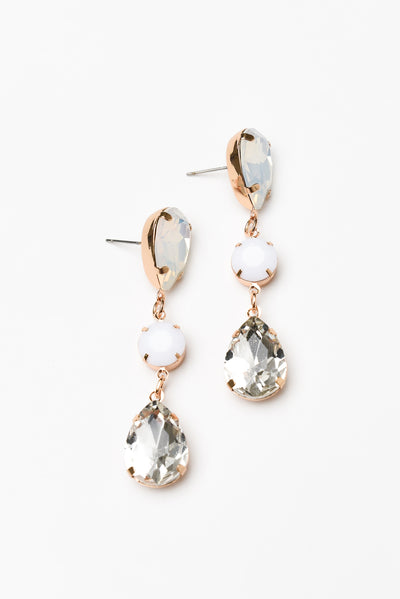 Jonnie White Crystal Drop Earrings