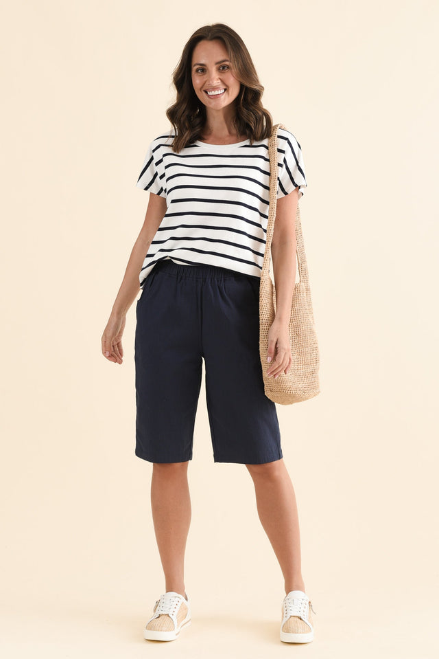 Jora Navy Pocket Shorts,Full Body,Brunette model,alt text|model:MJ image 2