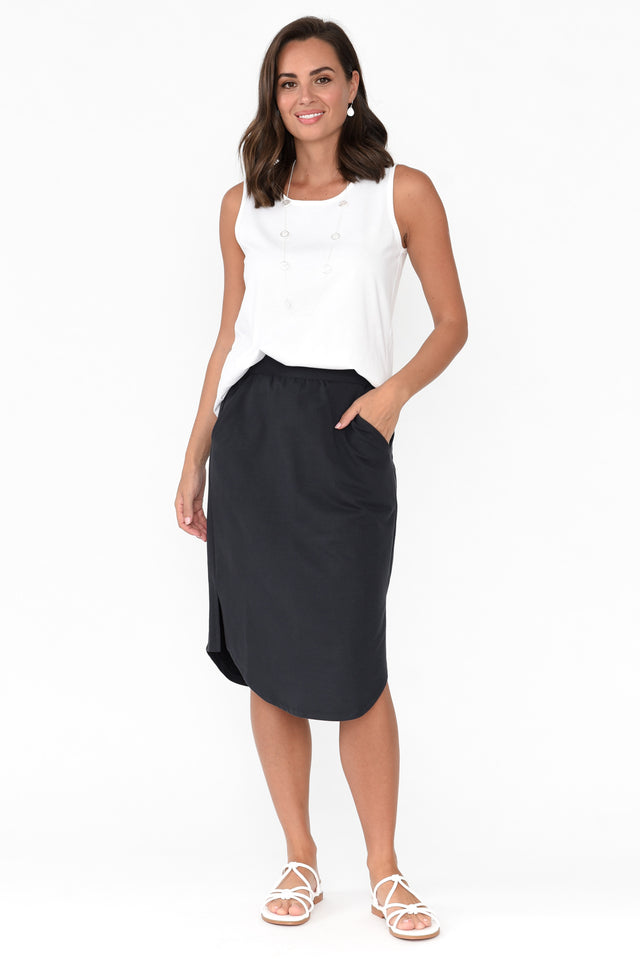 Evie Charcoal Cotton Blend Skirt