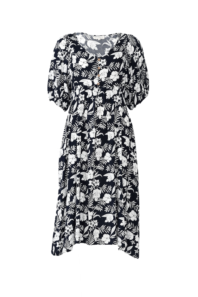 Kacey Navy Garden Button Dress image 2