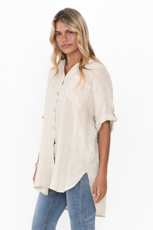 Kakadu Beige Linen Button Shirt