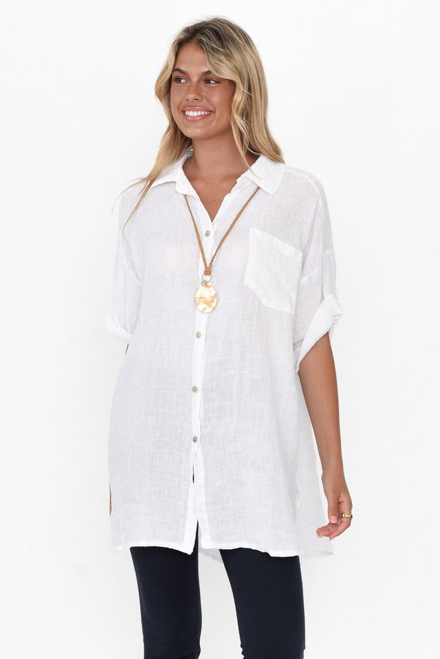 Kakadu White Linen Button Shirt