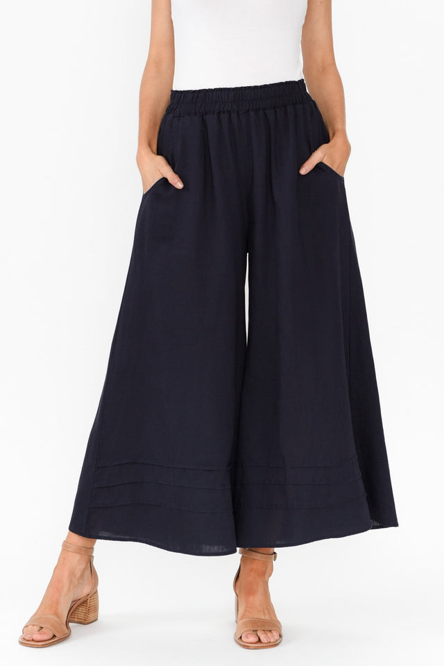 Kaleo Navy Linen Blend Pants