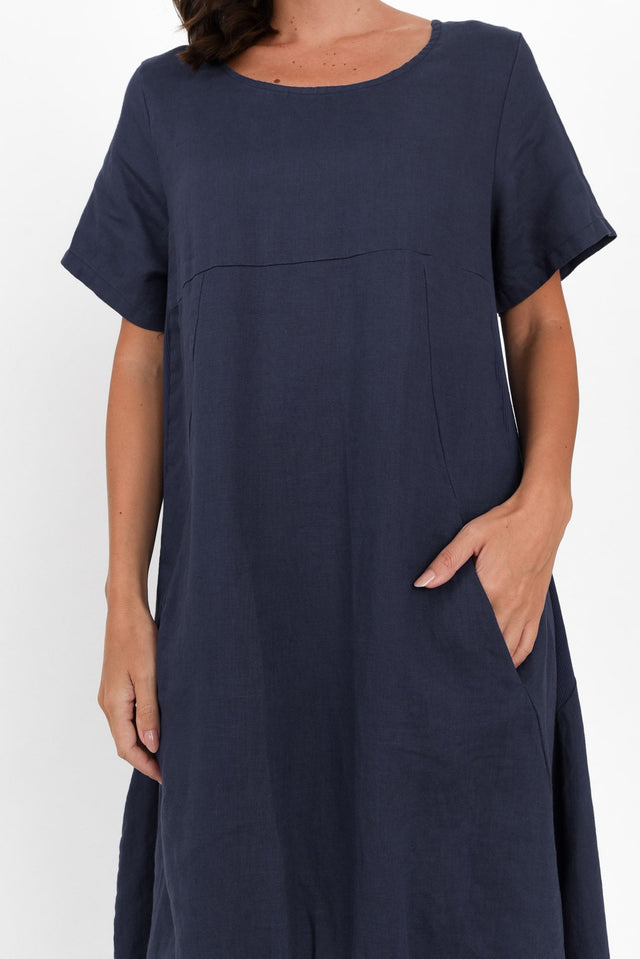 Kandace Navy Linen Pocket Dress image 6