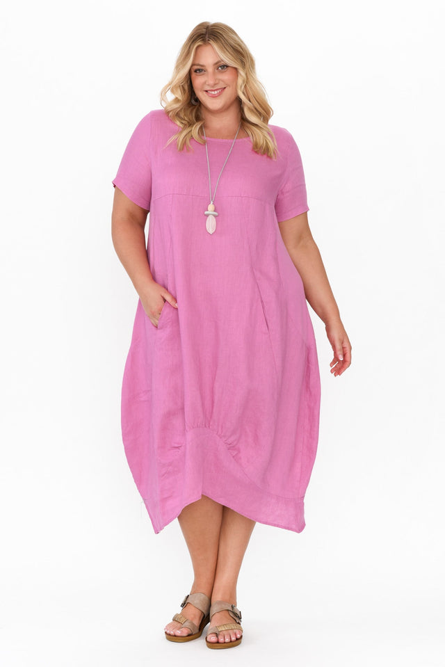 Kandace Pink Linen Pocket Dress image 11