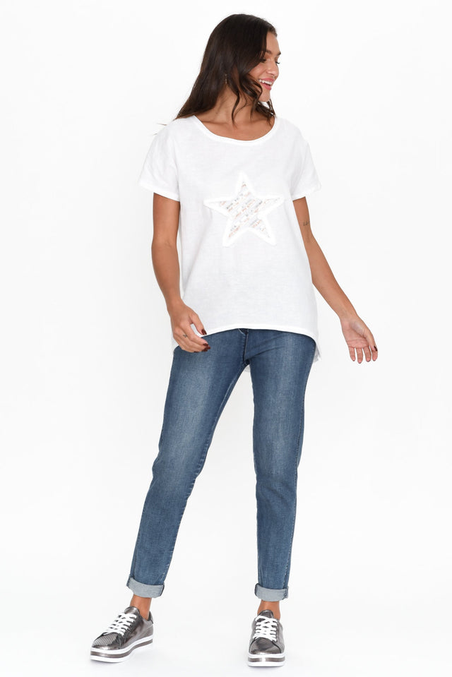 Kassidy White Star Sequin Tee image 8